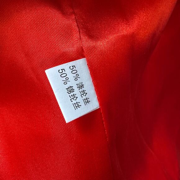 Vintage Red Satin Dragon Robe Short Kimono Aloha Hawaii Embroidered Rayon S - Picture 9 of 13